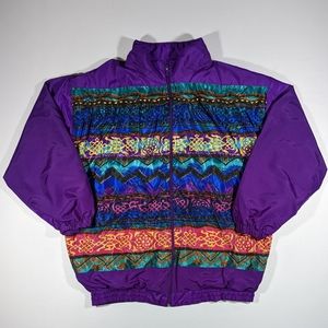 Vintage Pentathlon Women's Windbreaker Jacket Sz Med Vintage Purple Printed